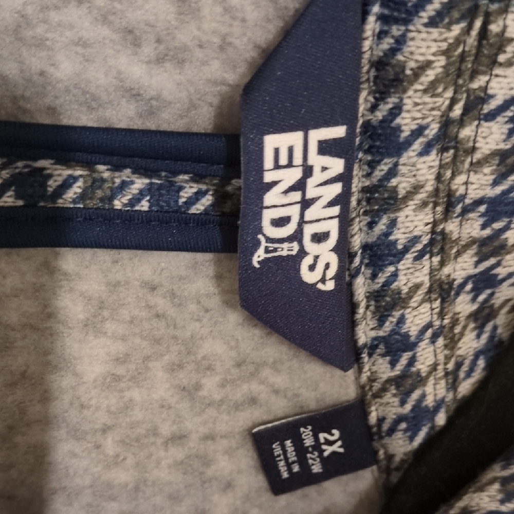 Lands' End Navy & Green Houndstooth Blazer - Picture 2 of 5